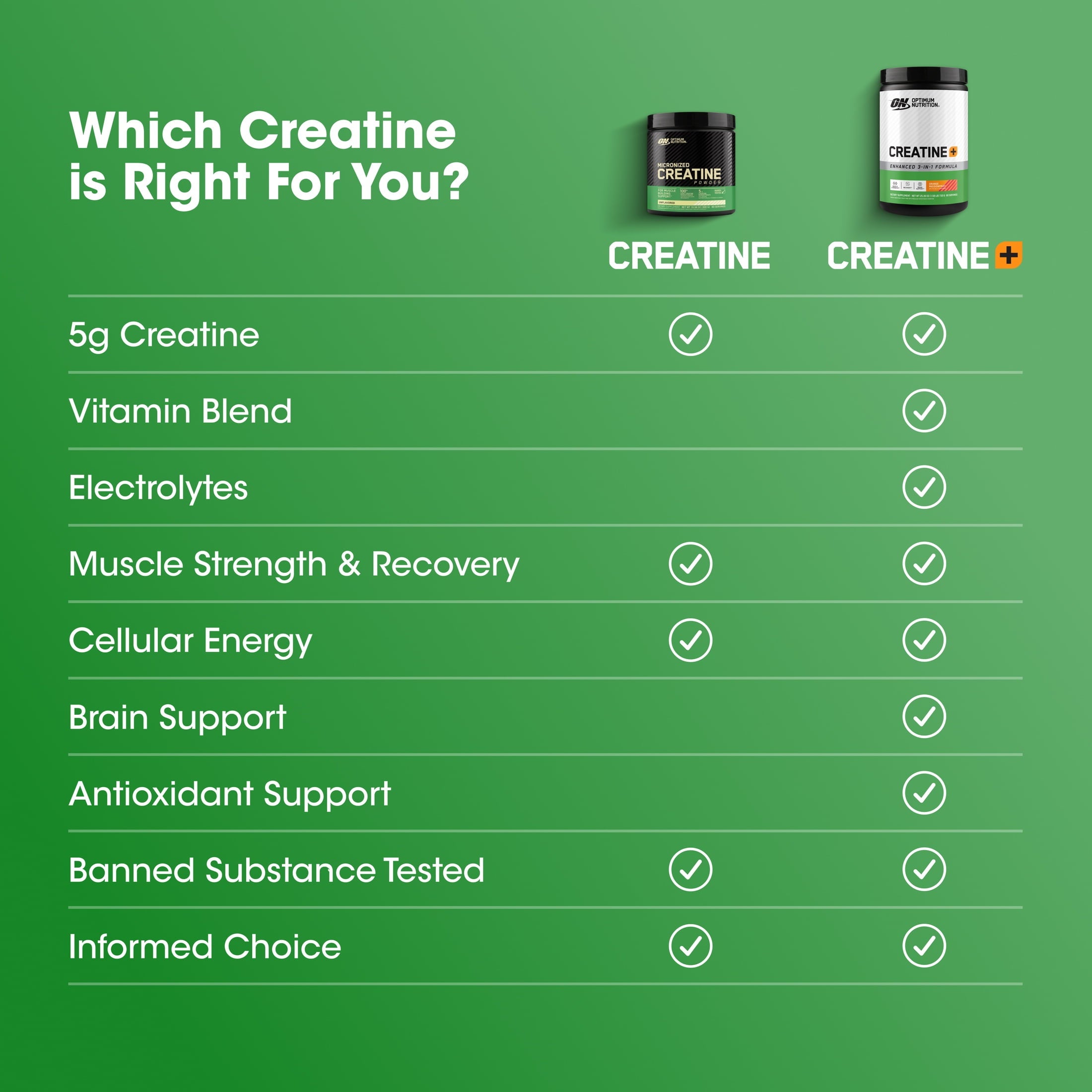 Optimum Nutrition Creatine Monohydrate Plus Powder, Orange Passionfruit Flavored Creatine Performance Blend With Electrolytes for Hydration, Added Vitamins, 80 Servings