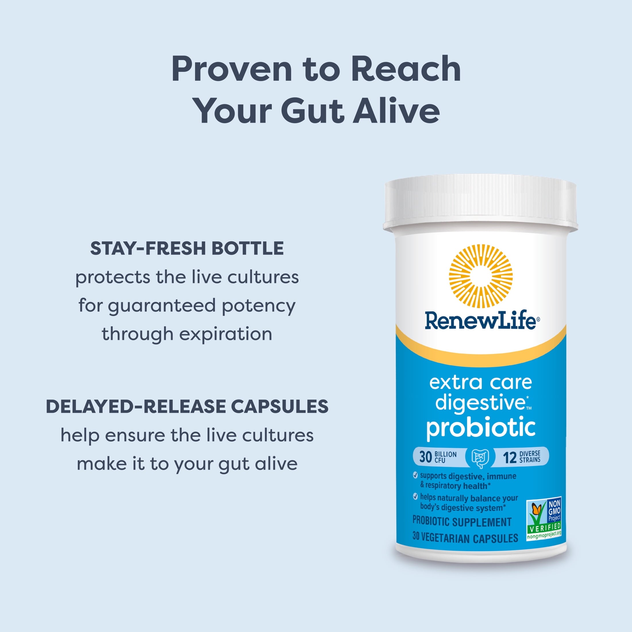 Renew Life Extra Care Digestive Probiotic Capsules, Unisex, 50 Count