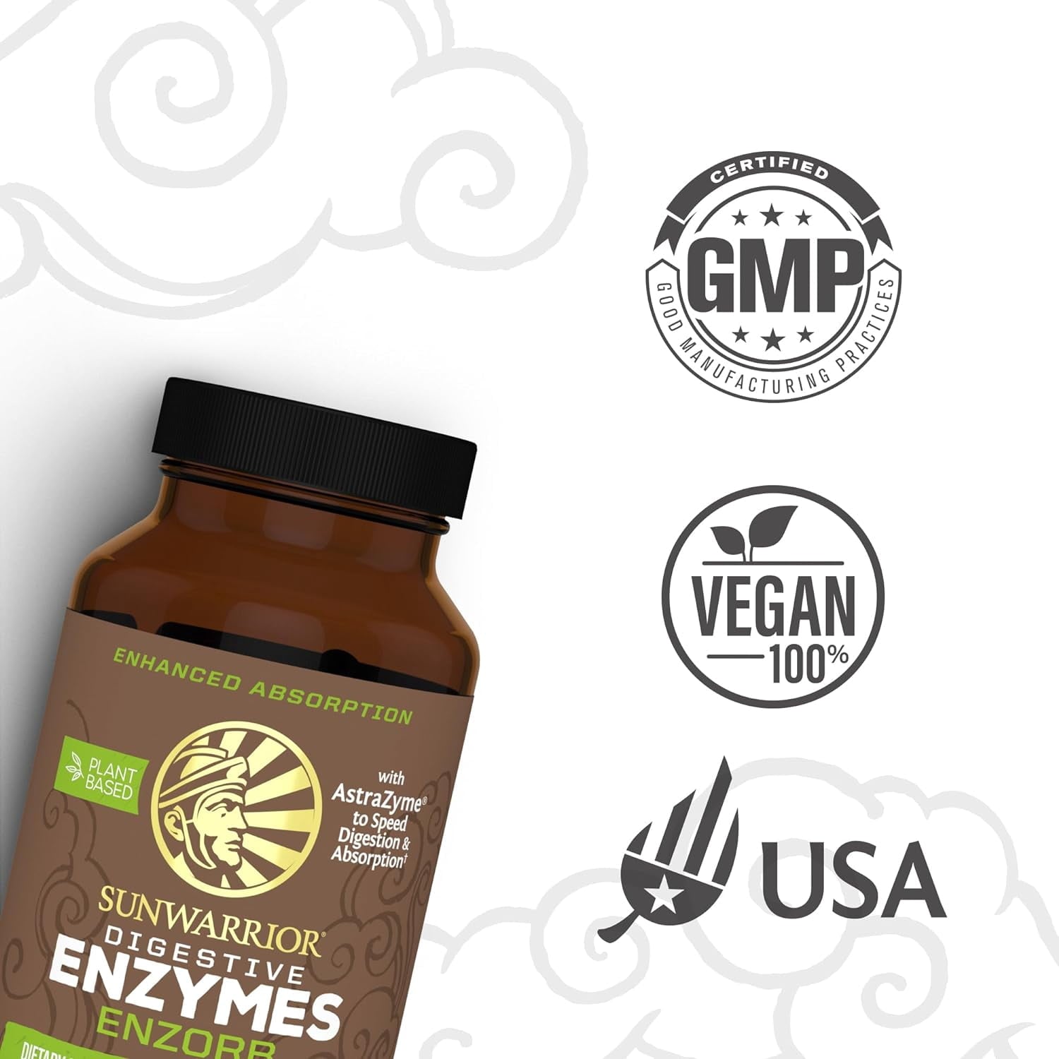 Sunwarrior Vegan Digestive Enzymes | Plant-based Essential Probiotic Supplement, 90 Ct