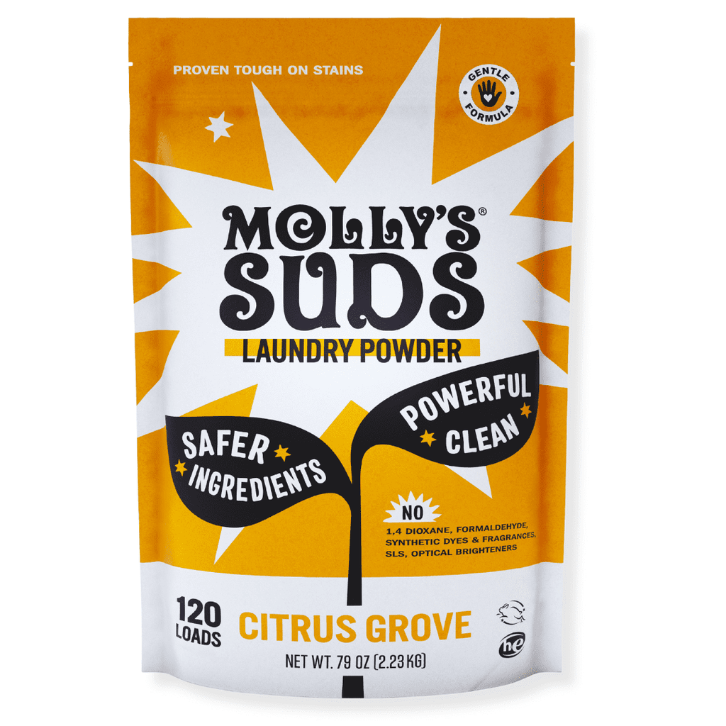 Molly's Suds Original Laundry Detergent Powder | Gentle for Sensitive Skin | Earth-Derived Ingredients, Stain Fighting | 120 Loads (Citrus Grove)