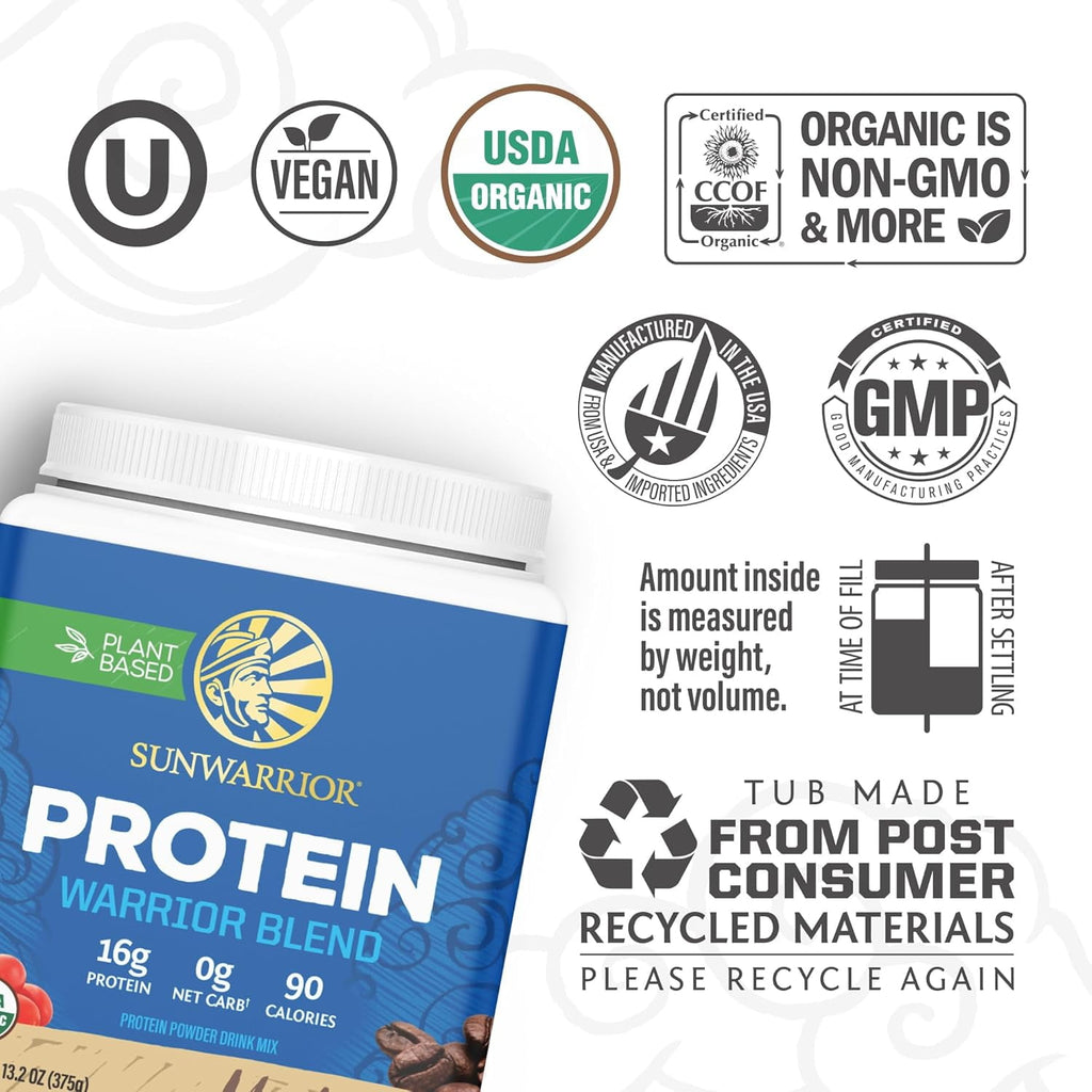 Sunwarrior Warrior Blend Mocha Vegan Protein Powder 15 Servings