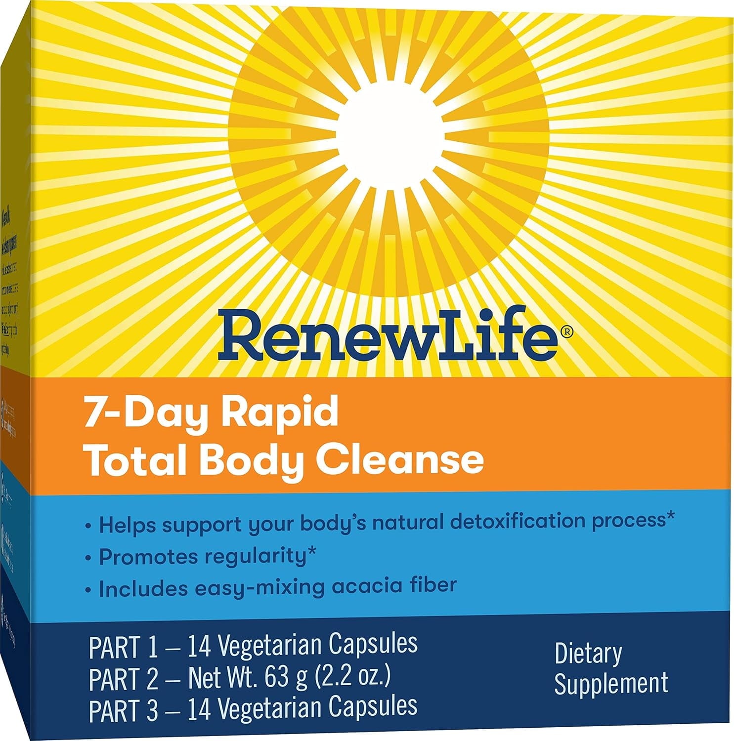 7-Day Rapid Total Body Cleanse for Men &amp; Women | 28 Capsules | 2.2 Ounce Powder Formula | by Renew Life