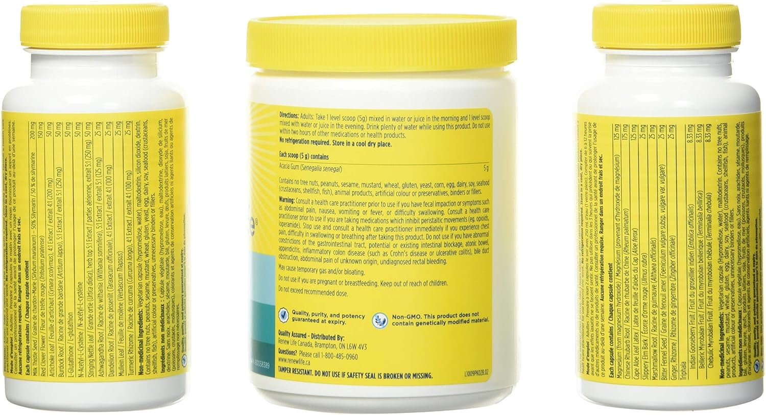 7-Day Rapid Total Body Cleanse for Men &amp; Women | 28 Capsules | 2.2 Ounce Powder Formula | by Renew Life