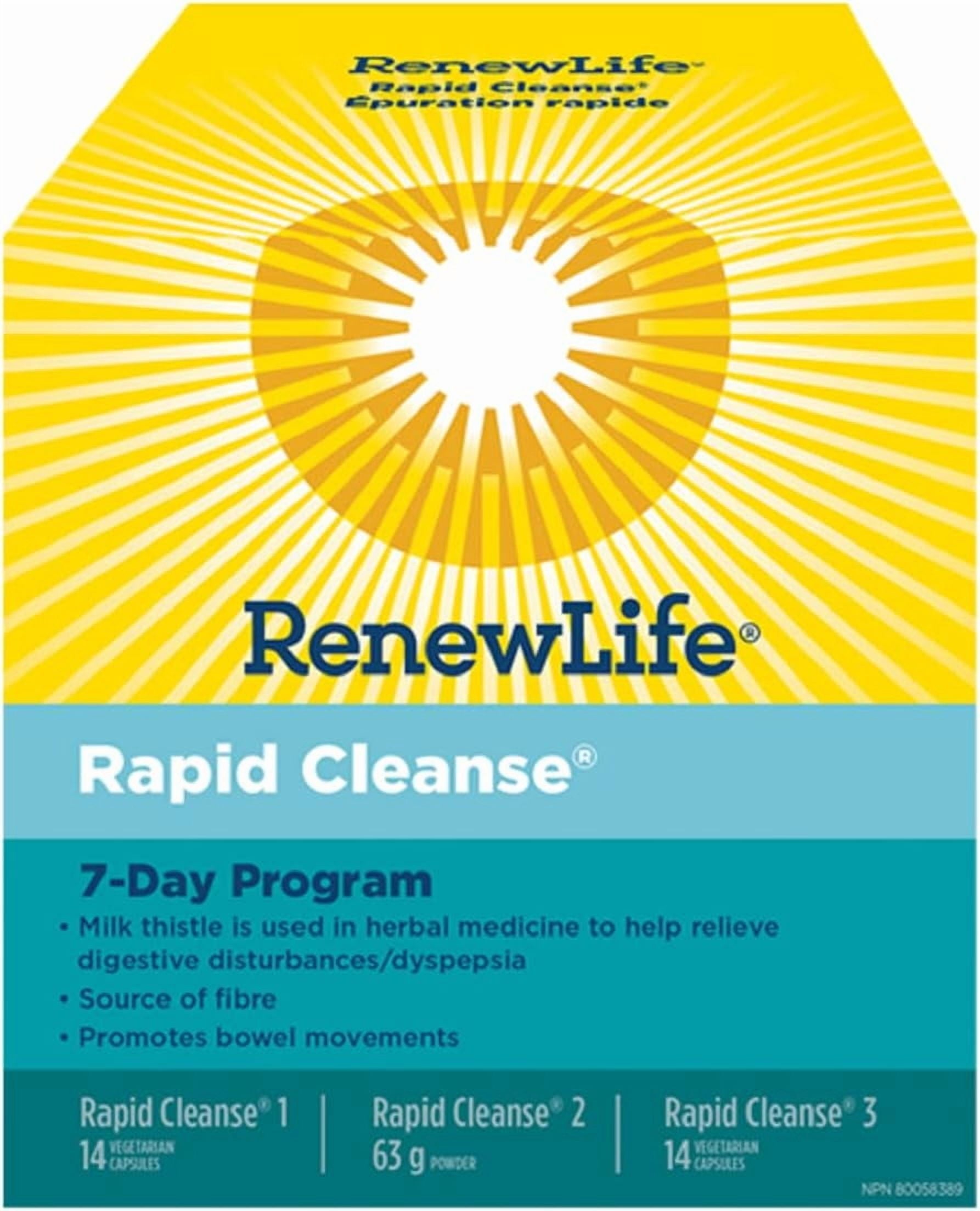 7-Day Rapid Total Body Cleanse for Men &amp; Women | 28 Capsules | 2.2 Ounce Powder Formula | by Renew Life