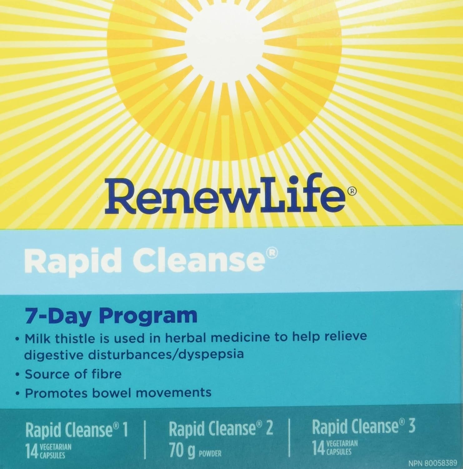 7-Day Rapid Total Body Cleanse for Men &amp; Women | 28 Capsules | 2.2 Ounce Powder Formula | by Renew Life
