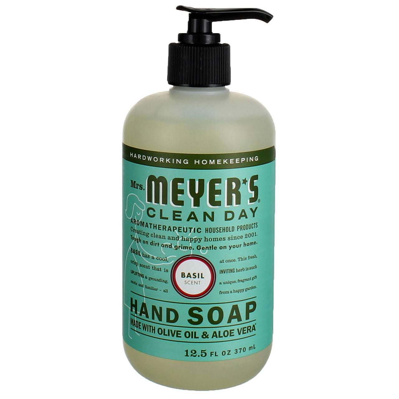 Mrs. Meyers Clean Day Hand Soap, Basil 12.50 oz (Pack of 4)
