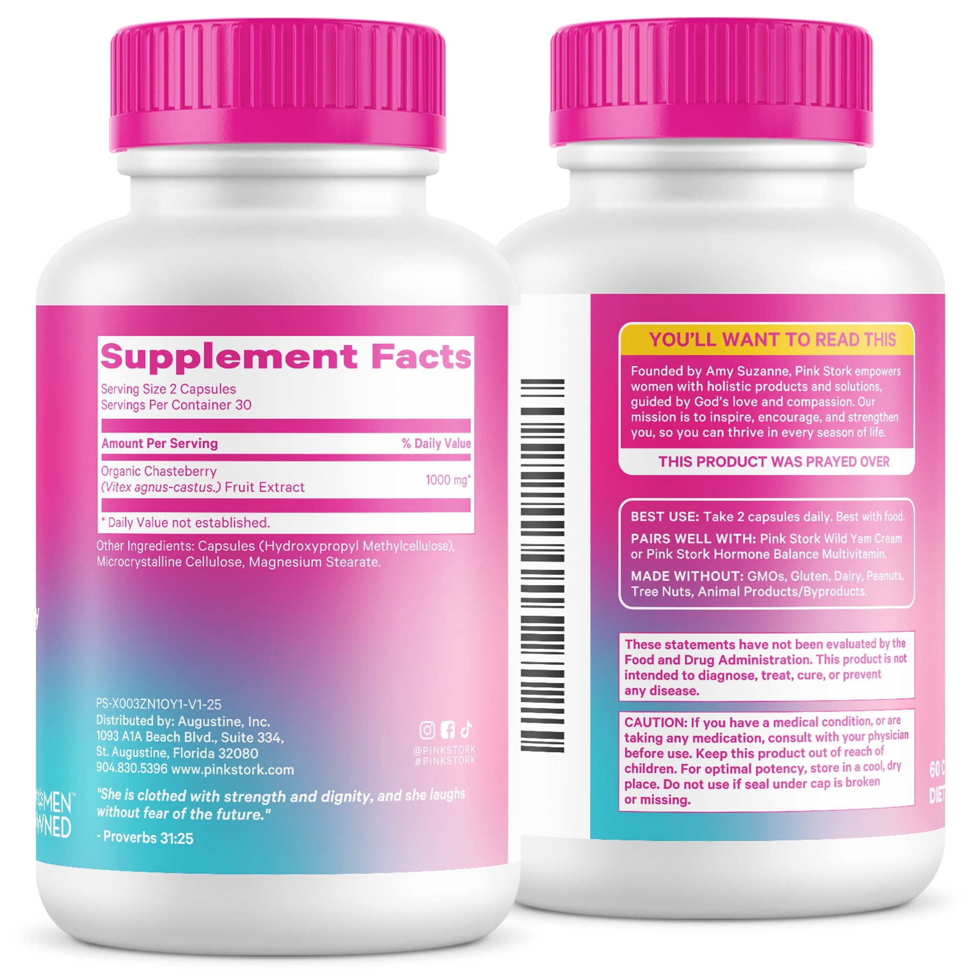 Pink Stork Vitex Chaste Tree Berry Supplement for Hormonal Balance, 60 Count