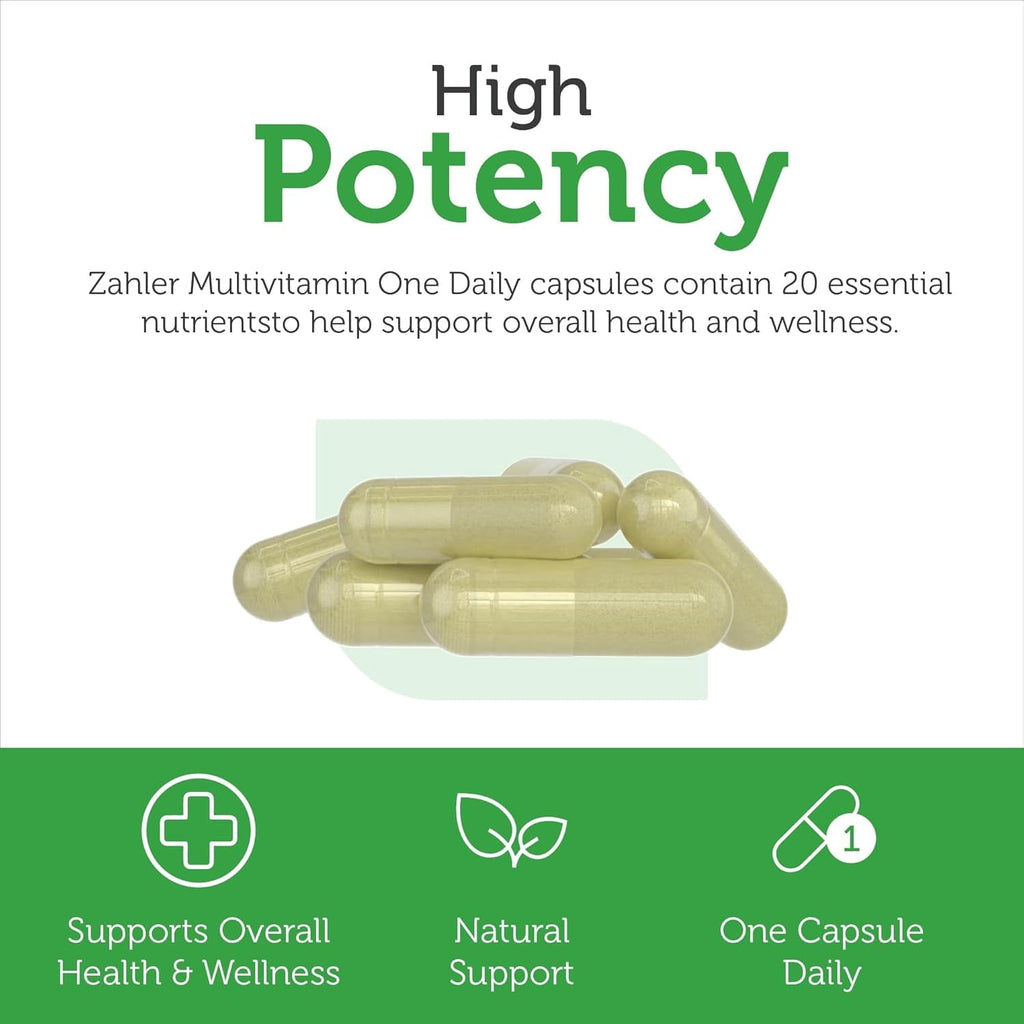 Zahler Multivitamin One Daily, 20 Vitamins and Minerals, 60 Capsules