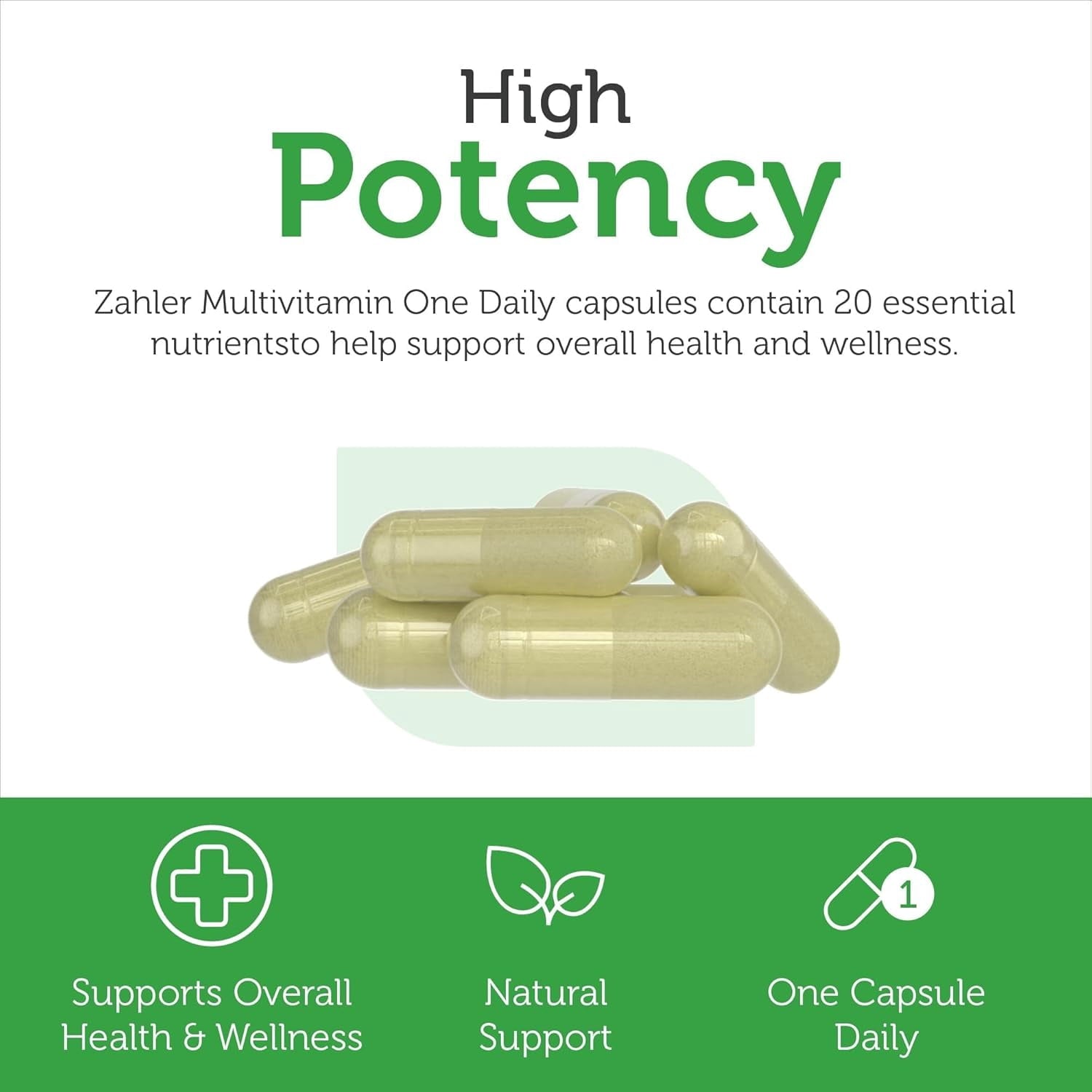 Zahler Multivitamin One Daily, 20 Vitamins and Minerals, 60 Capsules