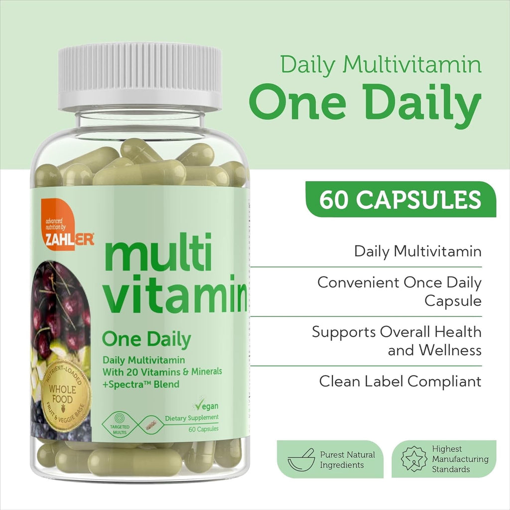 Zahler Multivitamin One Daily, 20 Vitamins and Minerals, 60 Capsules