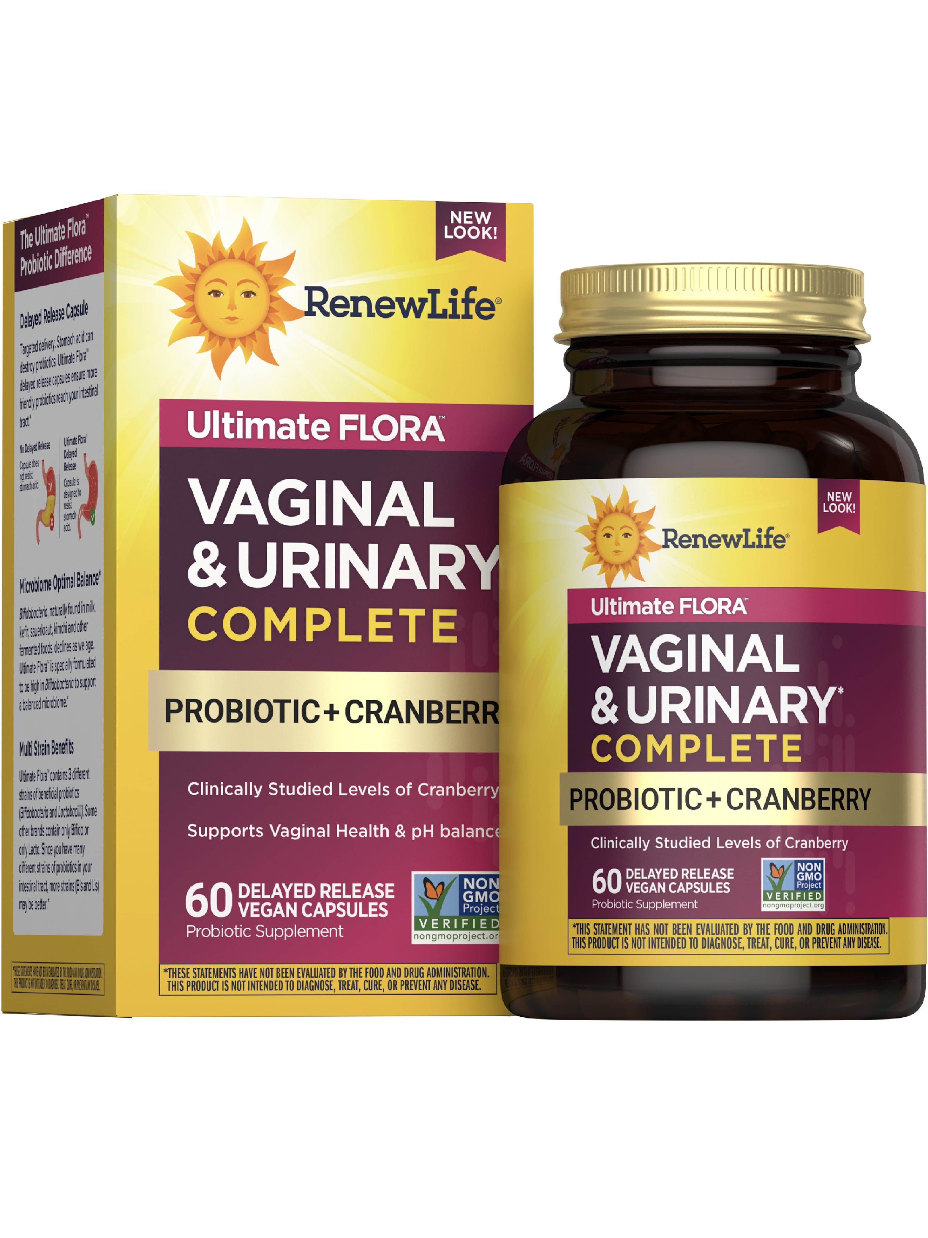 Ultimate Flora Vaginal and Urinary Supplement | 60 Capsules | with Probiotic and Cranberry | by Renew Life