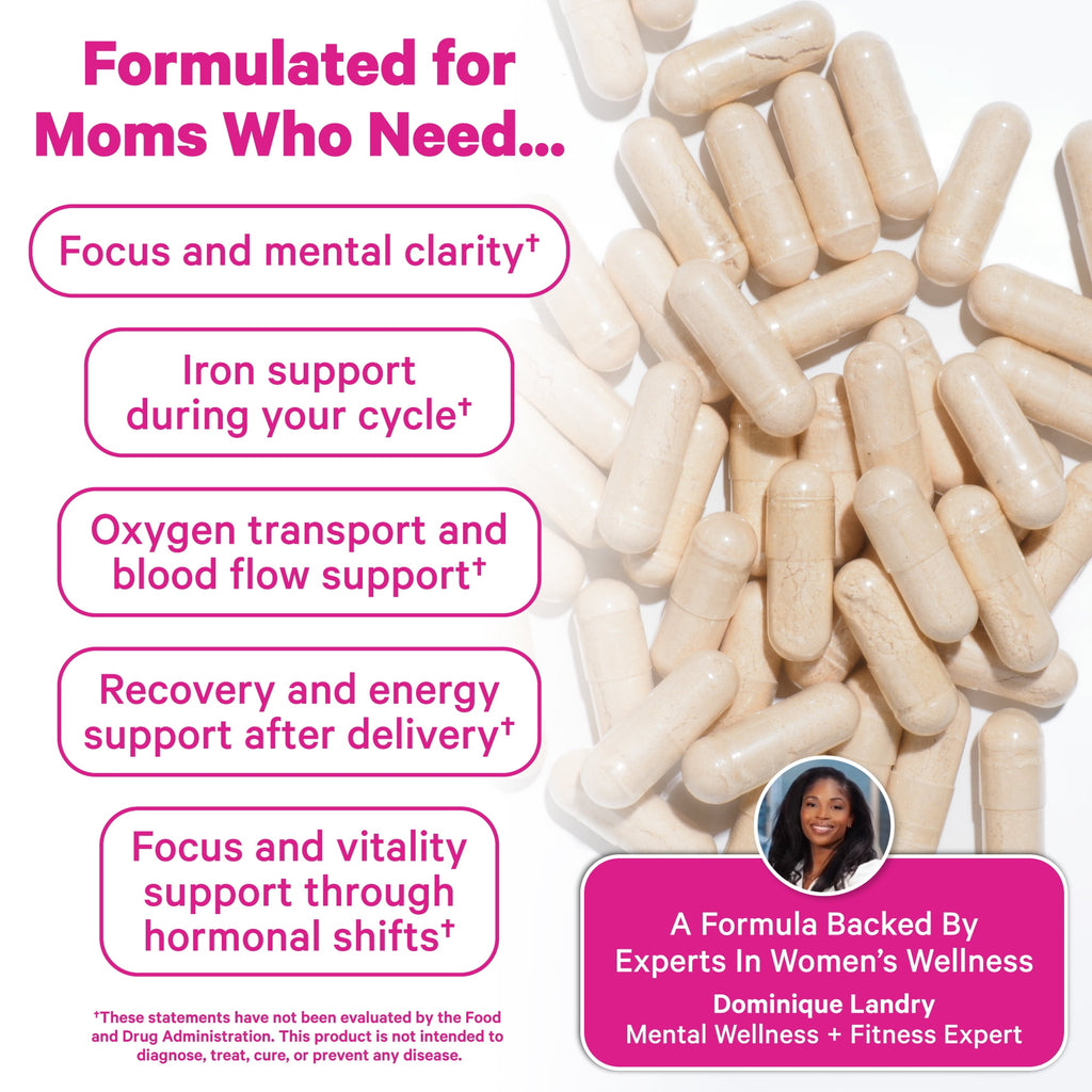 Pink Stork Prenatal Iron Supplement with Vitamin C, 60 Capsules
