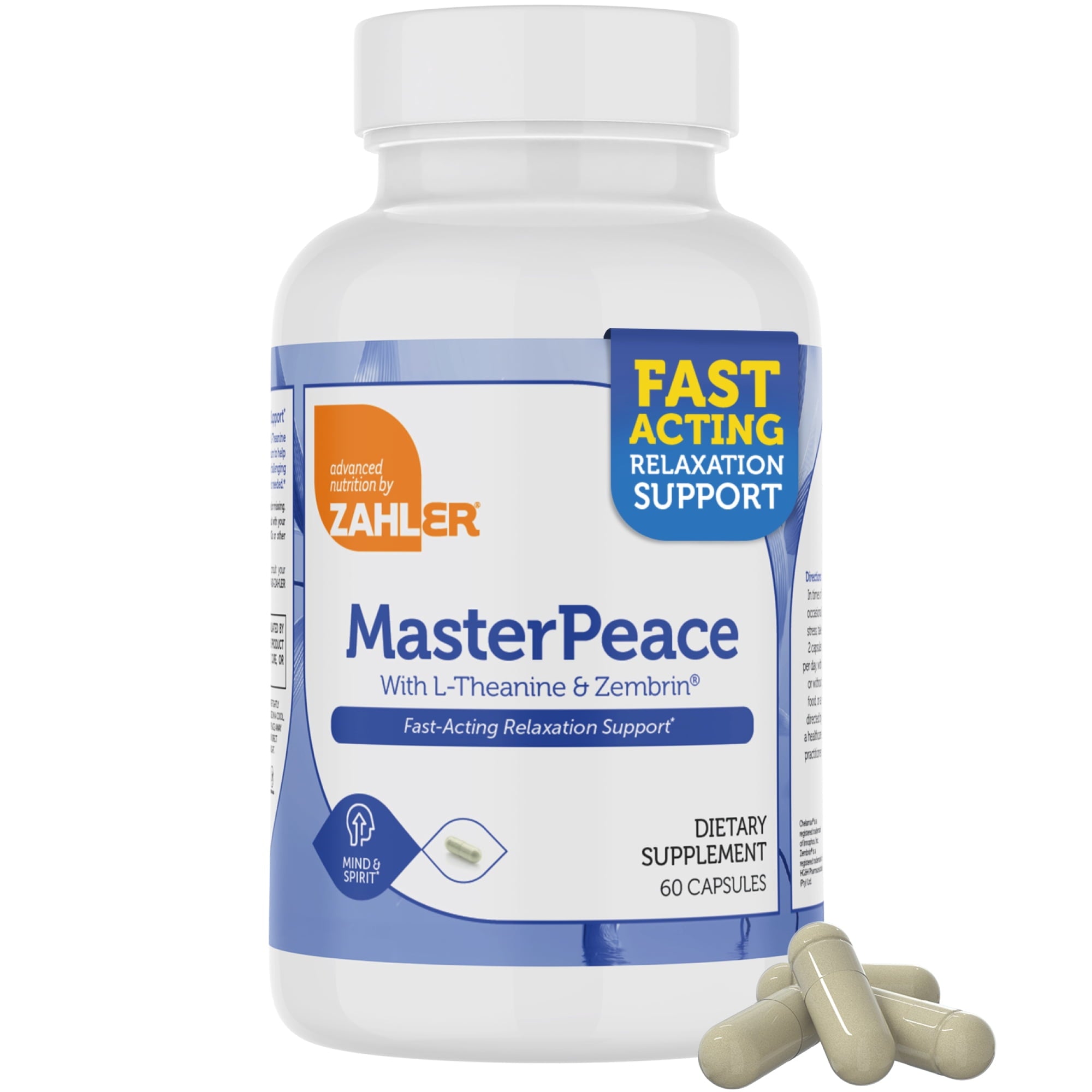 Zahler MasterPeace a Fast-acting relaxation support supplement Natural serotonin metabolism support, 60 capsules.