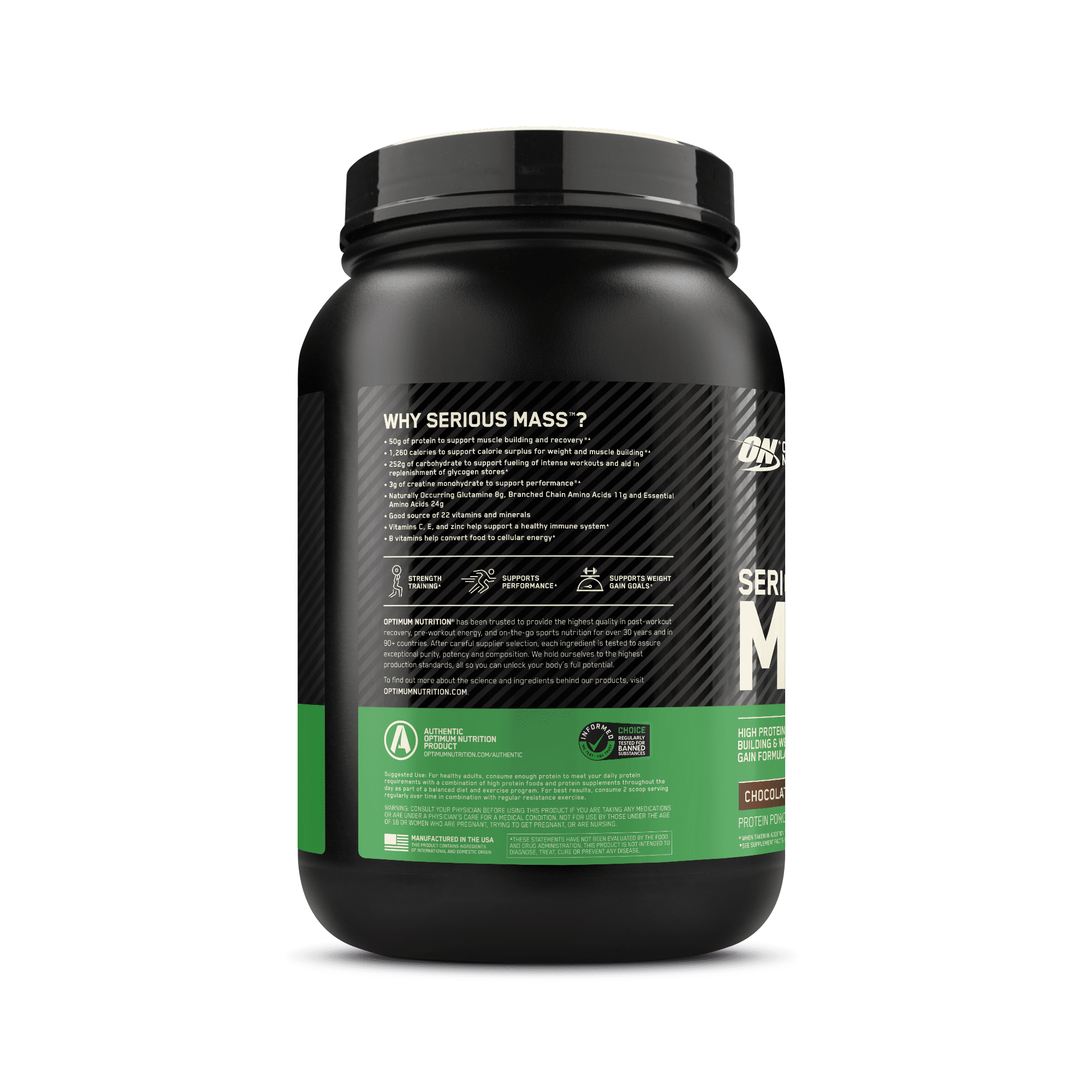 Optimum Nutrition Serious Mass, Chocolate, Weight Gainer Protein Powder, Mass Gainer, 3 lb