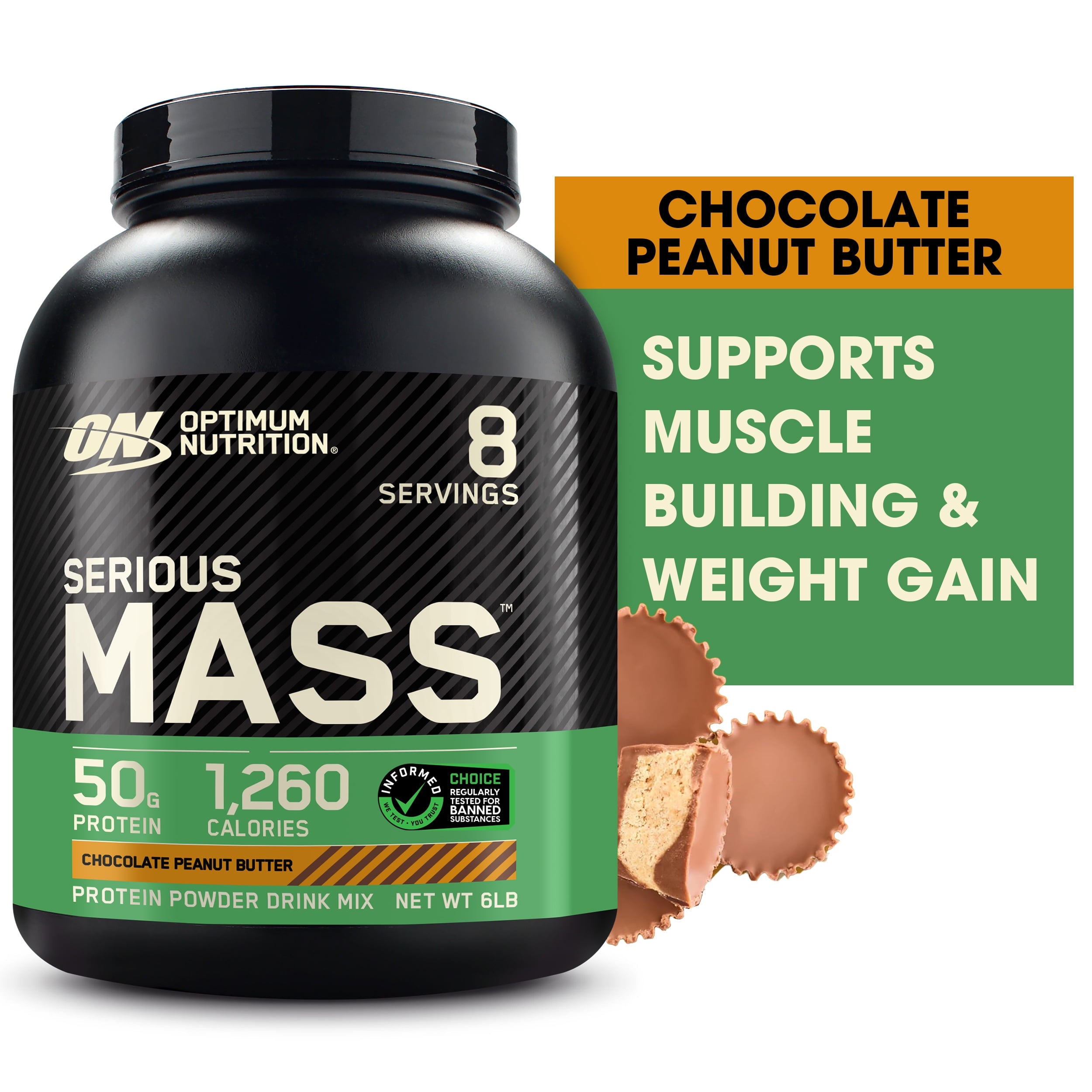 Optimum Nutrition Serious Mass, Chocolate, Weight Gainer Protein Powder, Mass Gainer, 3 lb