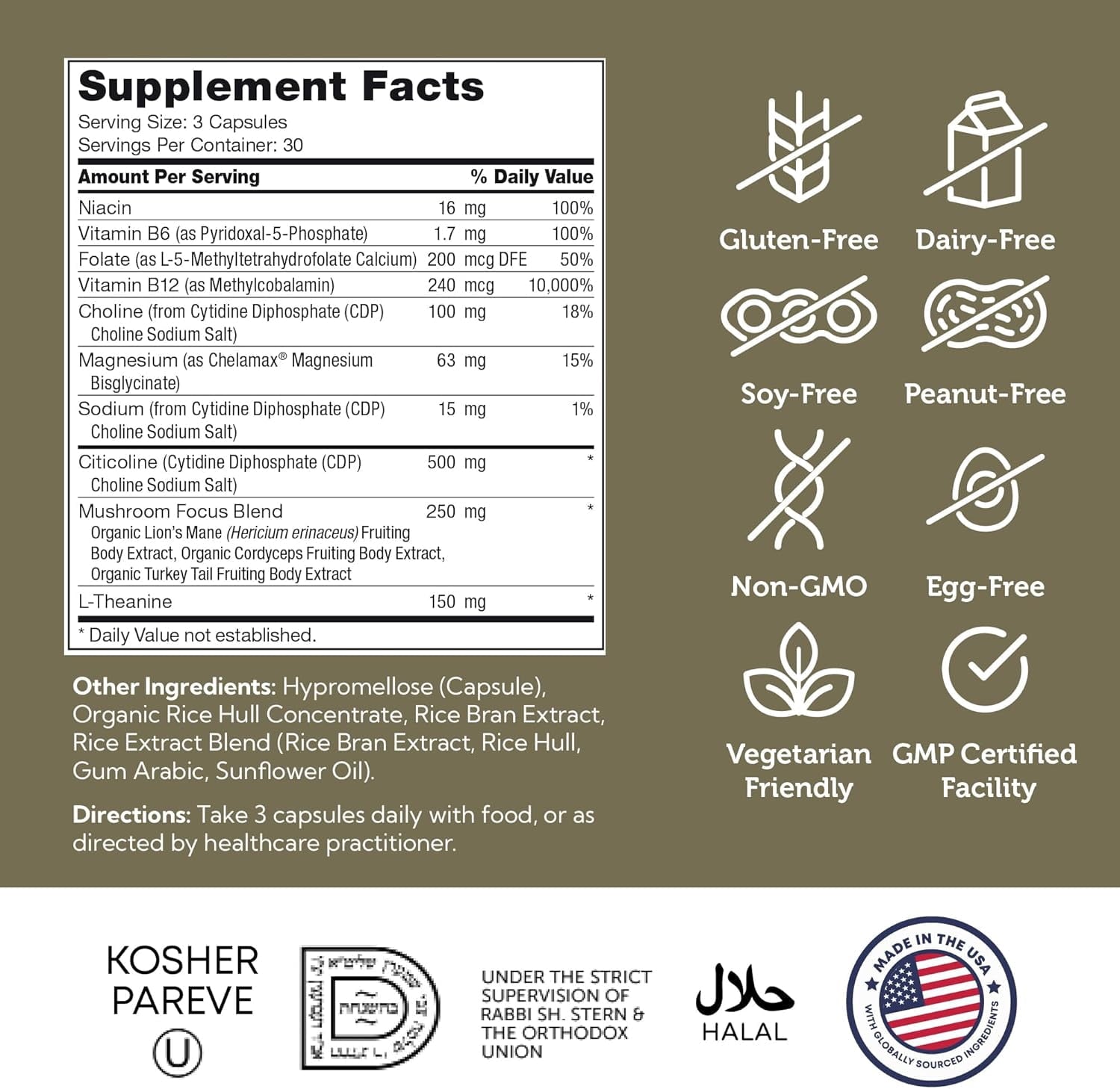 Zahler AdultFocus, Advanced Formula for Focus and Concentration, 60 Capsules