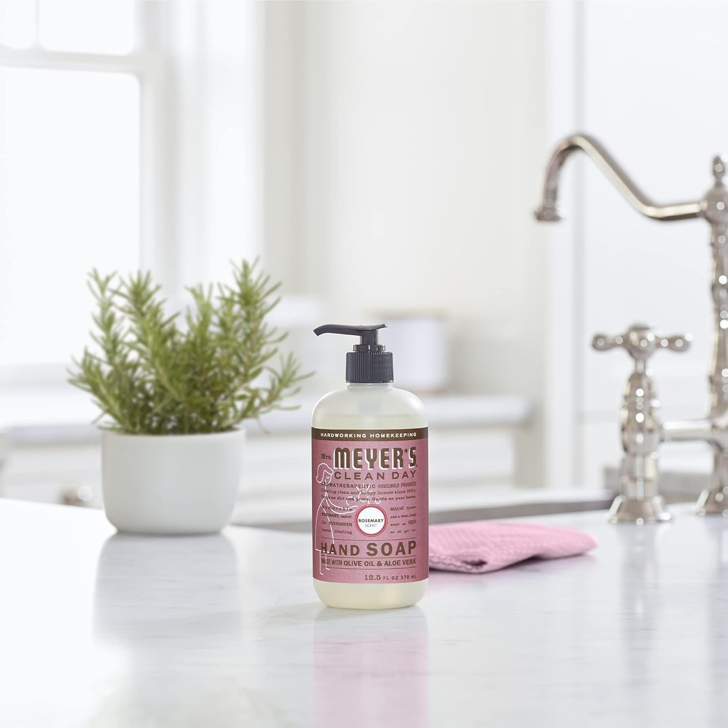 Mrs. Meyer's Clean Day Hand Soap Scent Variety Pack Includes 1 of Each, Rosemary + Basil + Geranium + Honeysuckle + Lavender + Lemon Verbena, 12.5oz ea (Count of 6)
