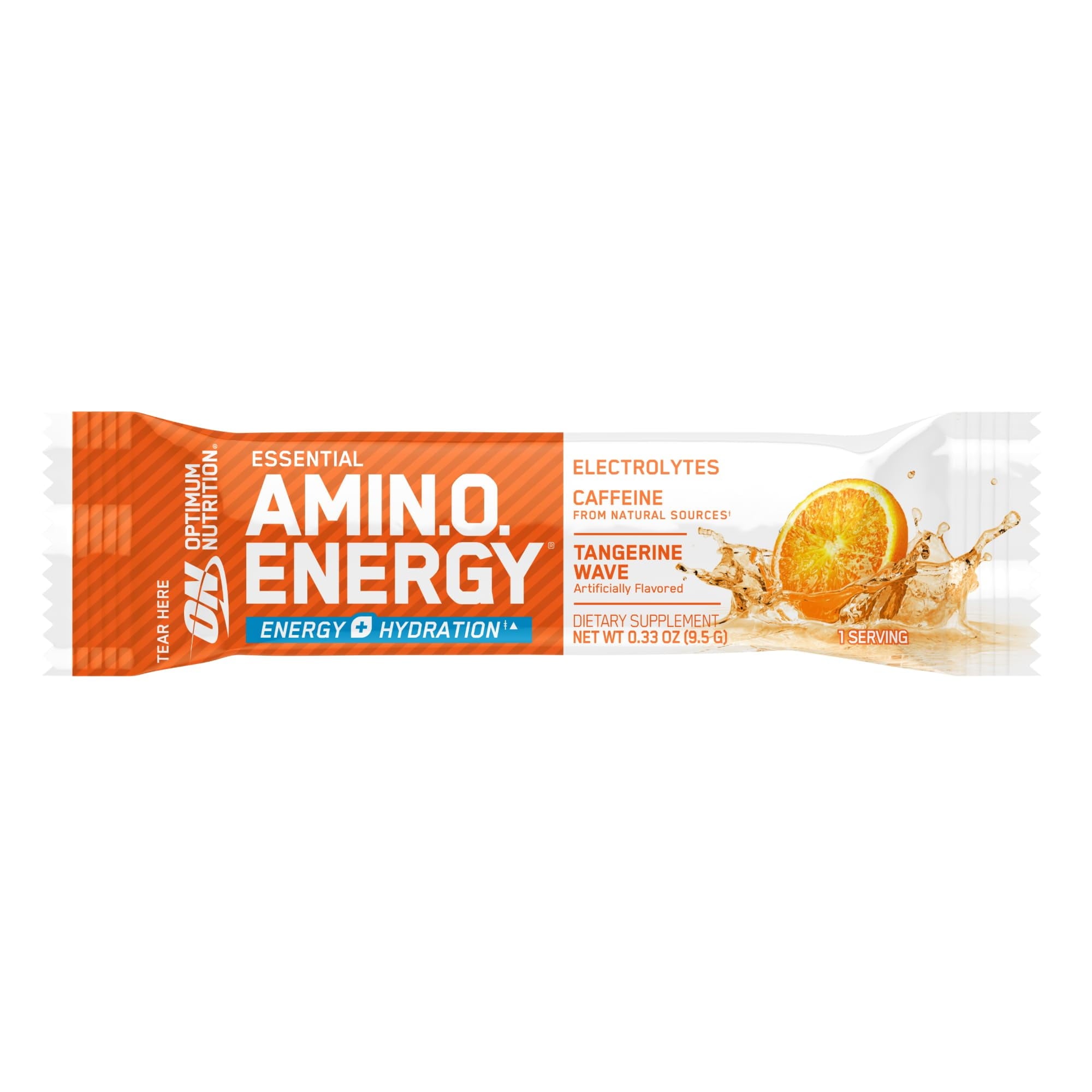 Optimum Nutrition Amino Energy Hydration Packets, On-The-Go Energy Powder Stick Packs, Tangerine Wave, 25 Count