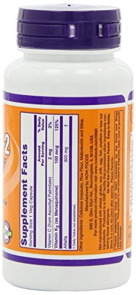 NOW Foods Vitamin K-2,100mcg, 100 caps (Pack of 2)