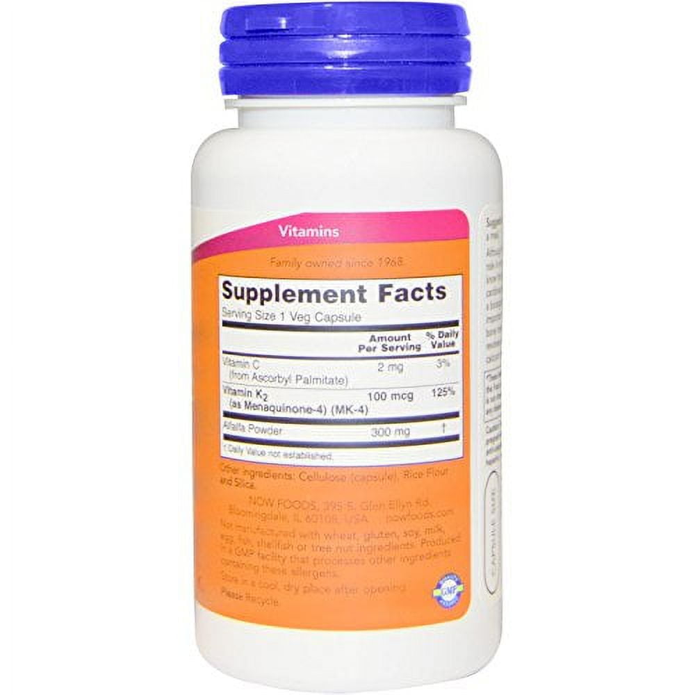 NOW Foods Vitamin K-2,100mcg, 100 caps (Pack of 2)