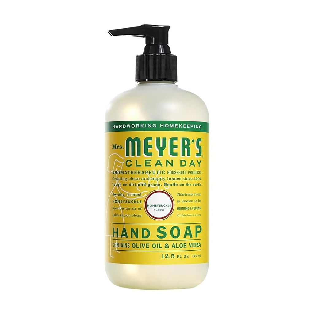 Mrs. Meyer’s Clean Day Liquid Hand Soap 4 Pack Variety, Honeysuckle, Rain Water, Compassion Flower, &amp; Lemon Verbena, 12.4 OZ Each, 1 CT Variety Pack