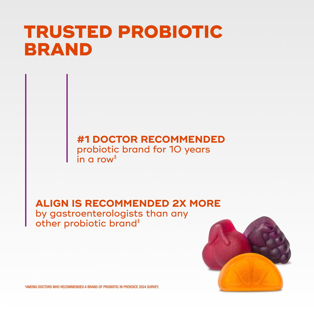 Align Dualbiotic, Prebiotics and Probiotics for Women and Men, Fruit Flavor, 60 Gummies