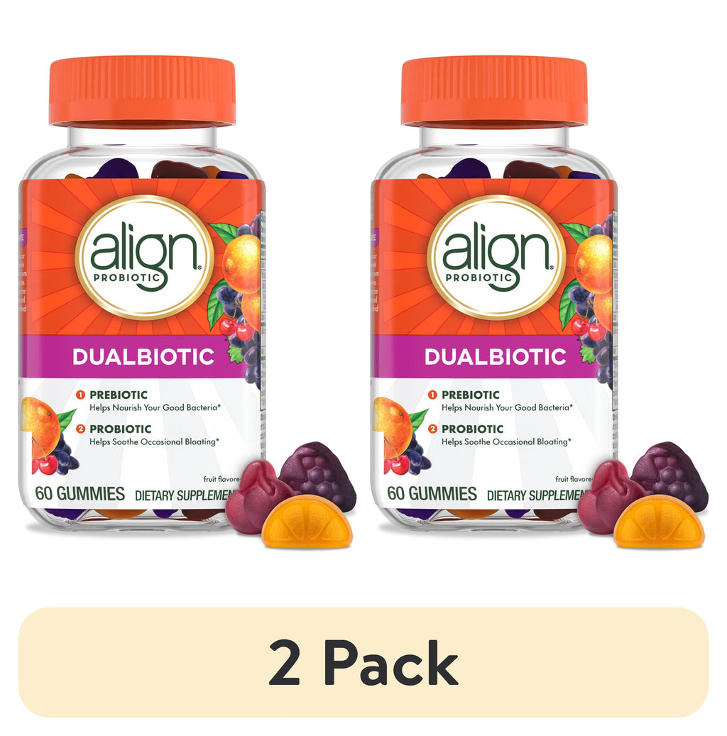 Align Dualbiotic, Prebiotics and Probiotics for Women and Men, Fruit Flavor, 60 Gummies