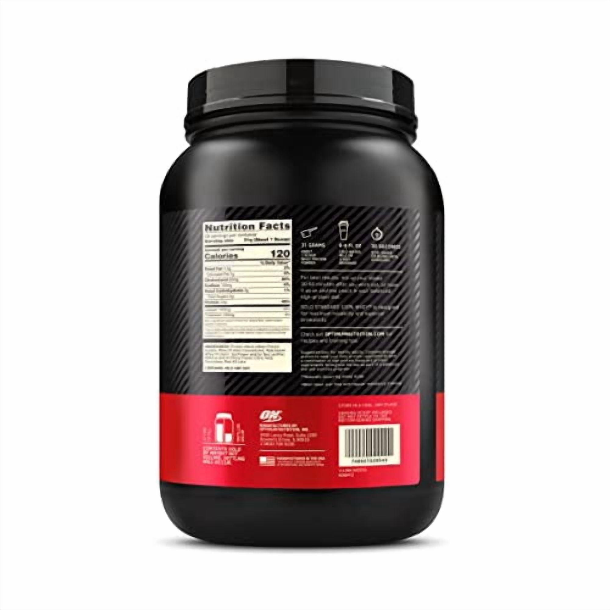 Optimum Nutrition Gold Standard 100% Whey Protein Powder, Strawberry, 24g Protein, 2 Lb