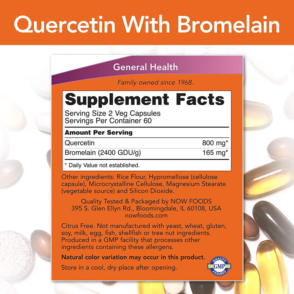 Supplements Quercetin with Bromelain Balanced Immune System, Pineapple, 120 Veg Capsules 2 Pack (120 Count)