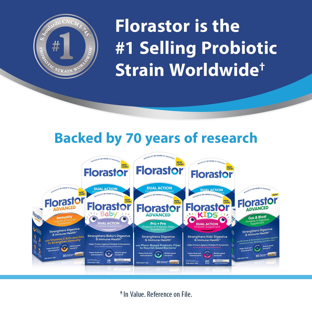 Florastor Daily Probiotic for Women &amp; Men with Saccharomyces Boulardii CNCM I-745, 90ct