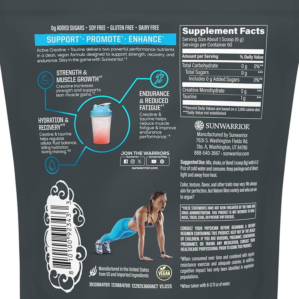 Sunwarrior US Active Creatine + Taurine | 60 Servings