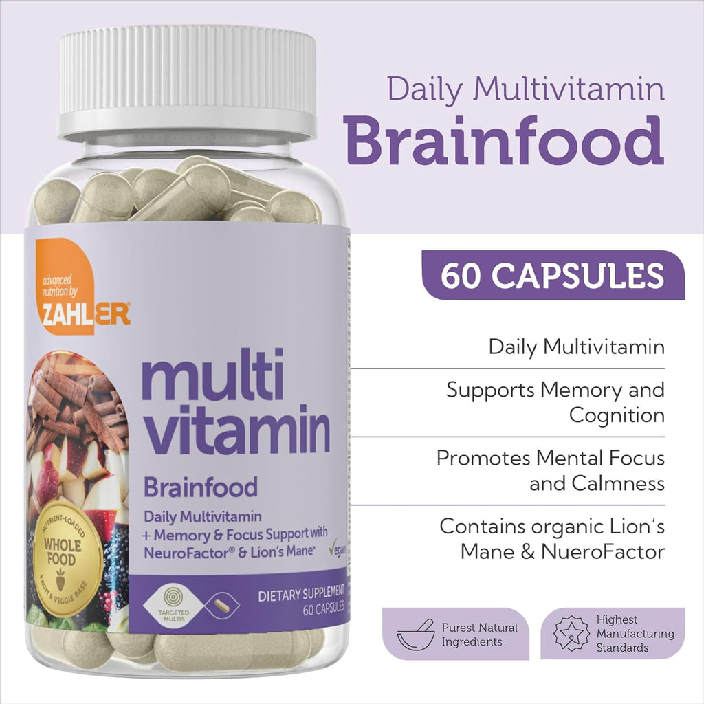 Zahler Multivitamin Brainfood, Memory and Focus Support, 60 Capsules