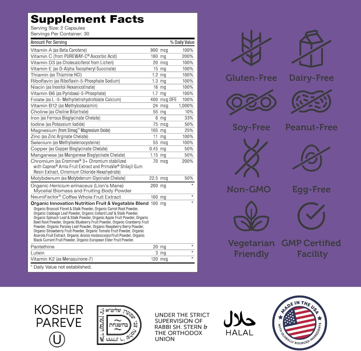 Zahler Multivitamin Brainfood, Memory and Focus Support, 60 Capsules