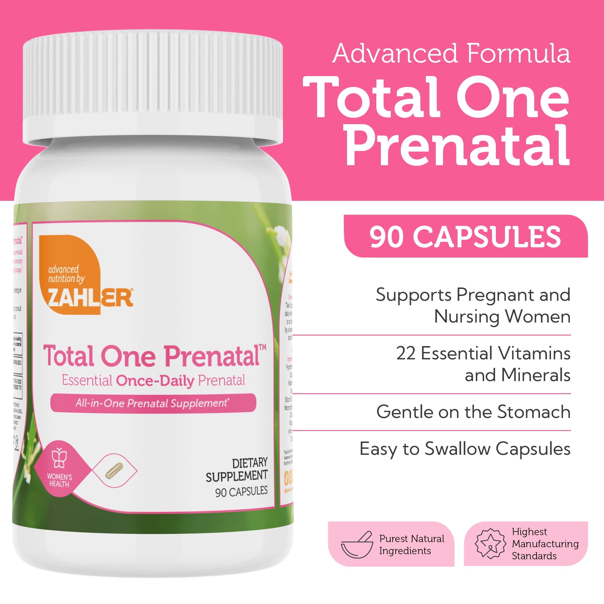 Zahler Total One Prenatal Essential Once-Daily Prenatal 90 Capsules