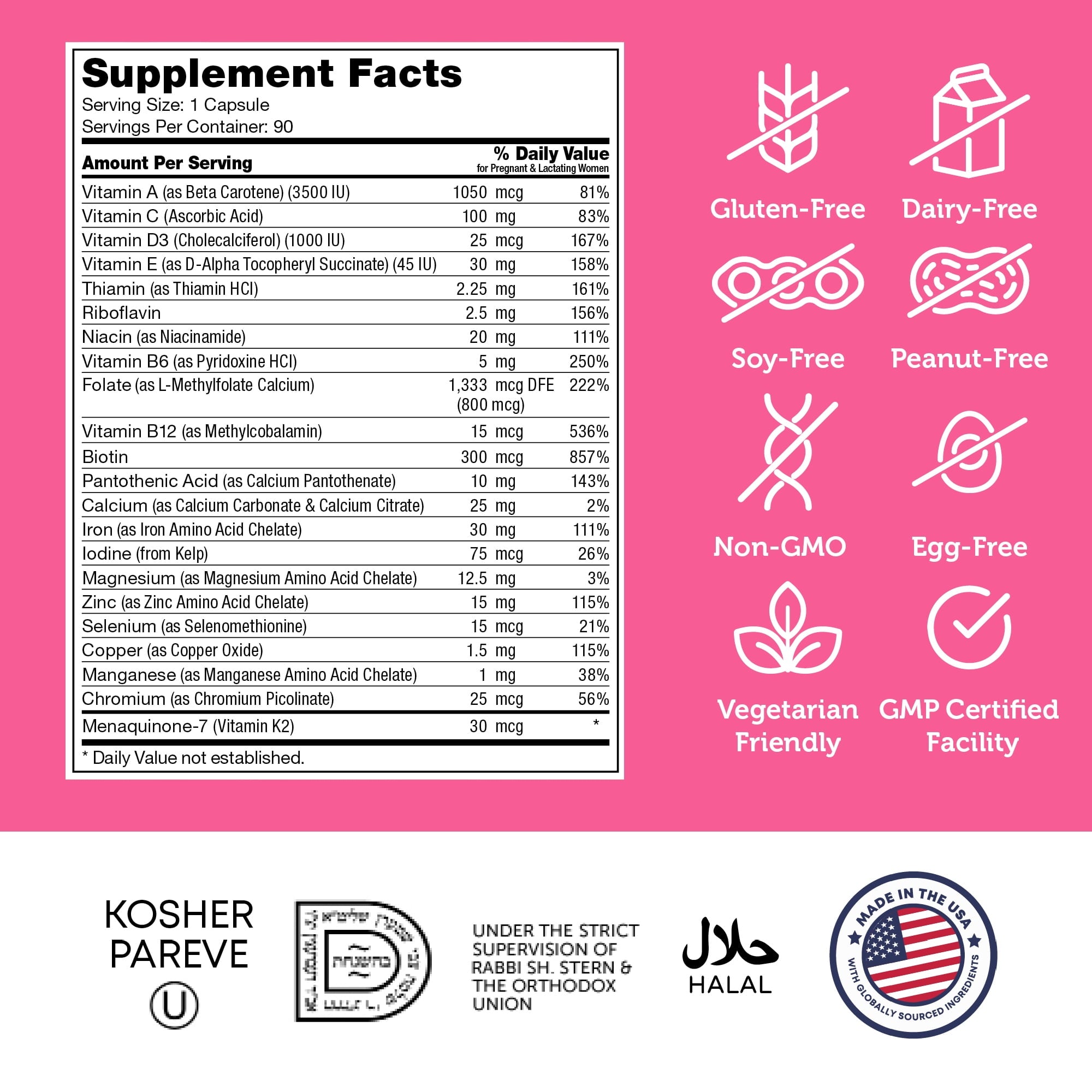 Zahler Total One Prenatal Essential Once-Daily Prenatal 90 Capsules