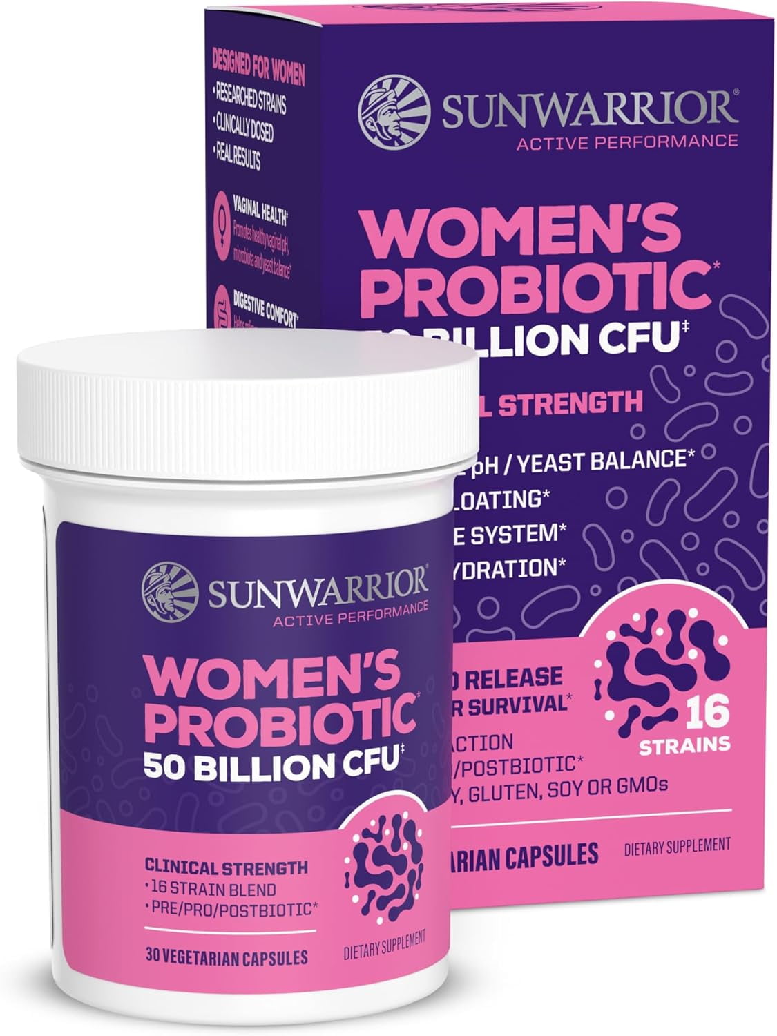Sunwarrior Active Performance Women’s Probiotic Capsules for Gut Health, 50 Billion CFU, 30 Count