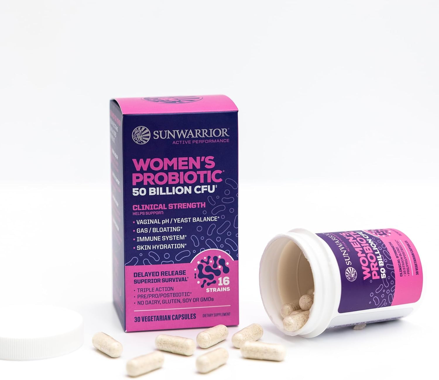 Sunwarrior Active Performance Women’s Probiotic Capsules for Gut Health, 50 Billion CFU, 30 Count
