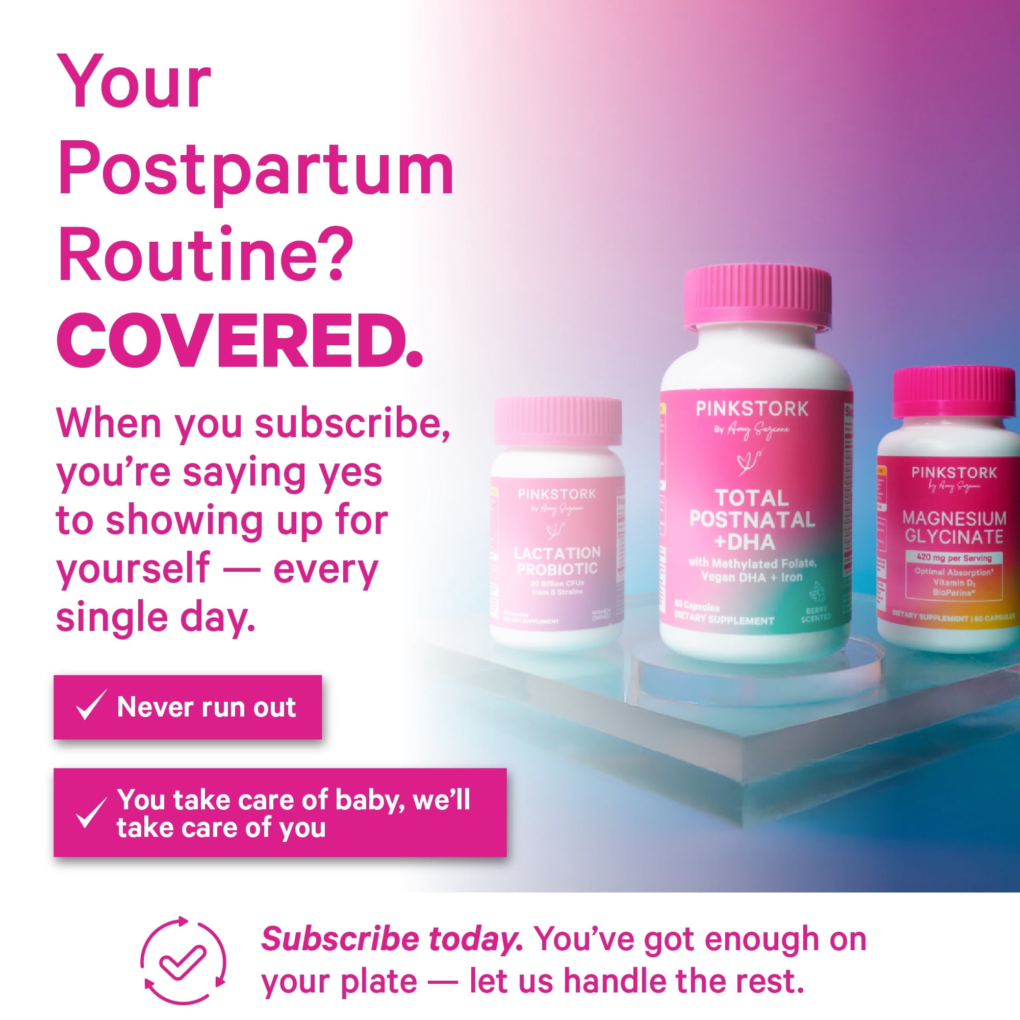 Pink Stork Postnatal Vitamins for Nursing Moms, Maternity, Breastfeeding, Postpartum - 60 Capsules