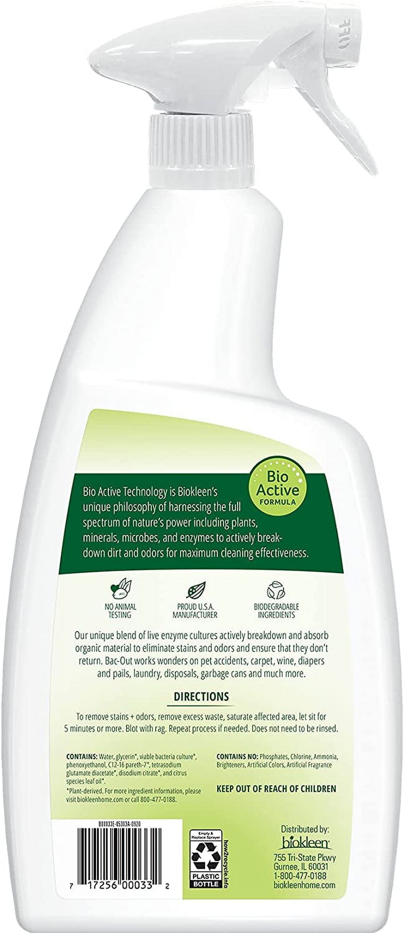 Biokleen Bac-Out Carpet Stain &amp; Odor Eliminator for Carpet, Area Rugs, Upholstery, Laundry Stain Removal and More - 2 Pack