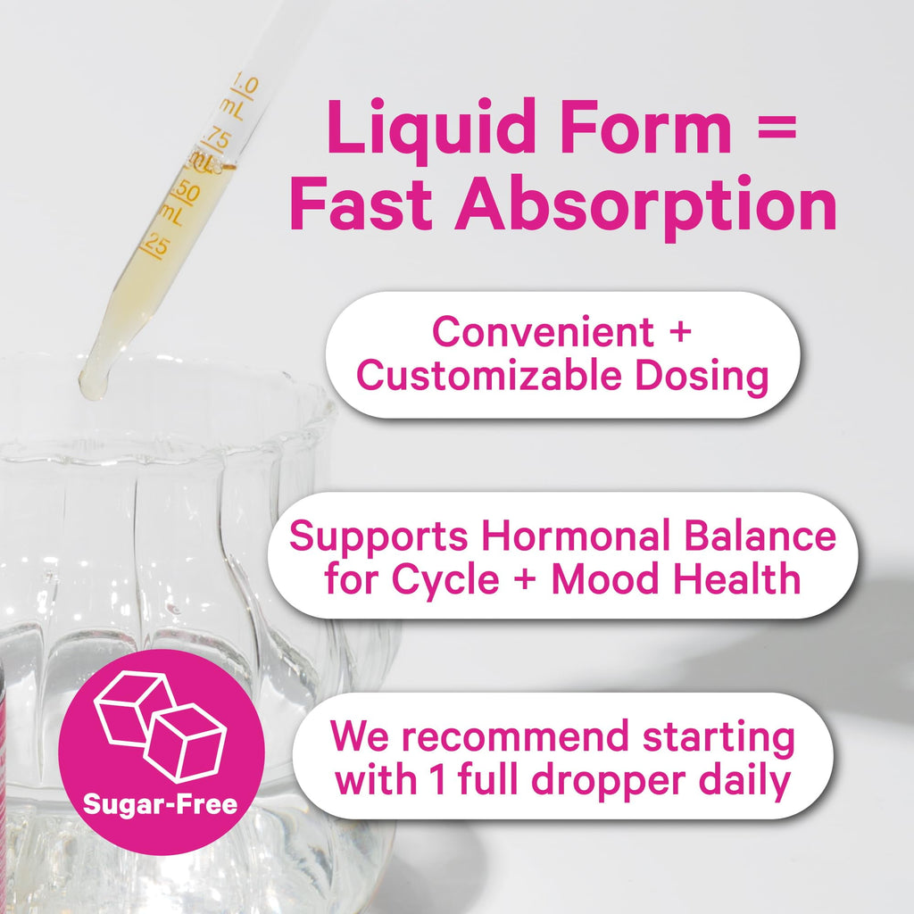 Pink Stork Hormone Balance Support Liquid- Supplement for Women with Red Raspberry Leaf &amp; Wild Yam- 2 oz, 30 Servings