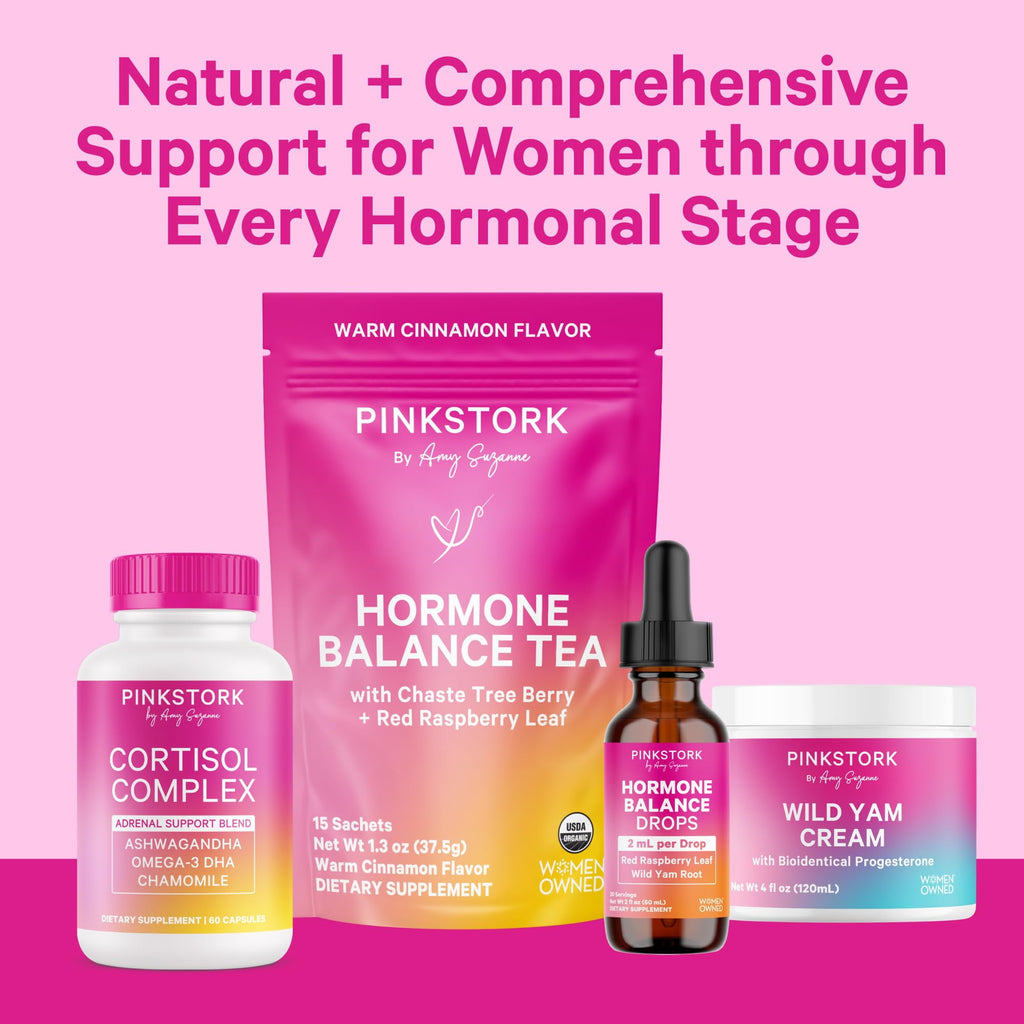 Pink Stork Hormone Balance Support Liquid- Supplement for Women with Red Raspberry Leaf &amp; Wild Yam- 2 oz, 30 Servings