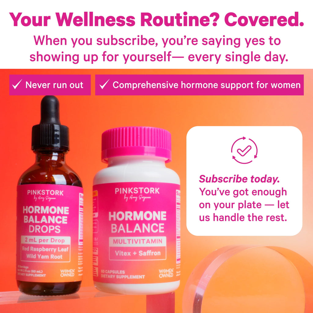 Pink Stork Hormone Balance Support Liquid- Supplement for Women with Red Raspberry Leaf &amp; Wild Yam- 2 oz, 30 Servings