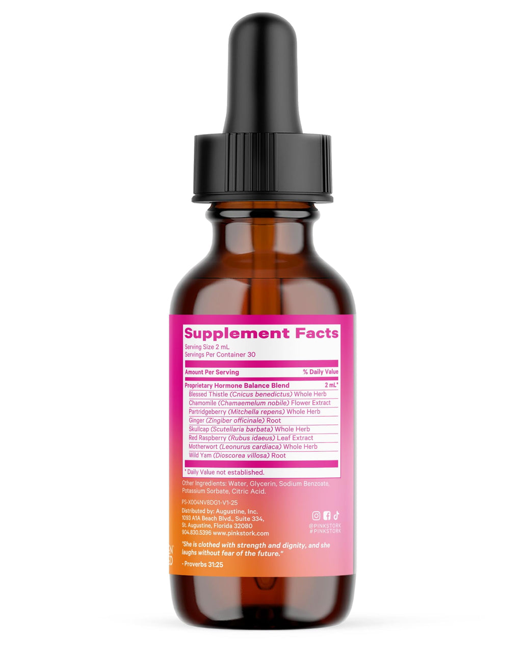 Pink Stork Hormone Balance Support Liquid- Supplement for Women with Red Raspberry Leaf &amp; Wild Yam- 2 oz, 30 Servings