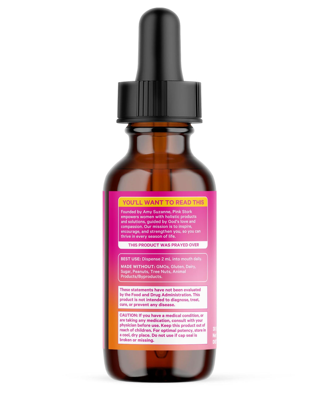 Pink Stork Hormone Balance Support Liquid- Supplement for Women with Red Raspberry Leaf &amp; Wild Yam- 2 oz, 30 Servings