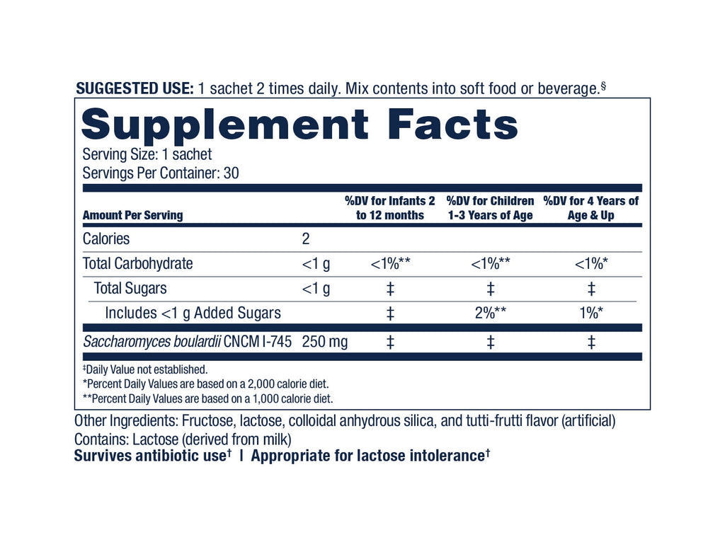 Florastor Kids Daily Probiotic Supplement, Saccharomyces Boulardii CNCM I-745, 30 Sticks