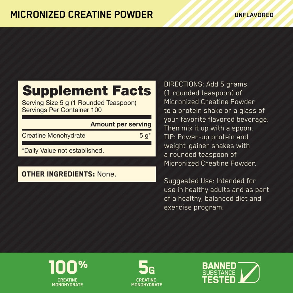 Optimum Nutrition Micronized Creatine Powder, Unflavored, 100 servings
