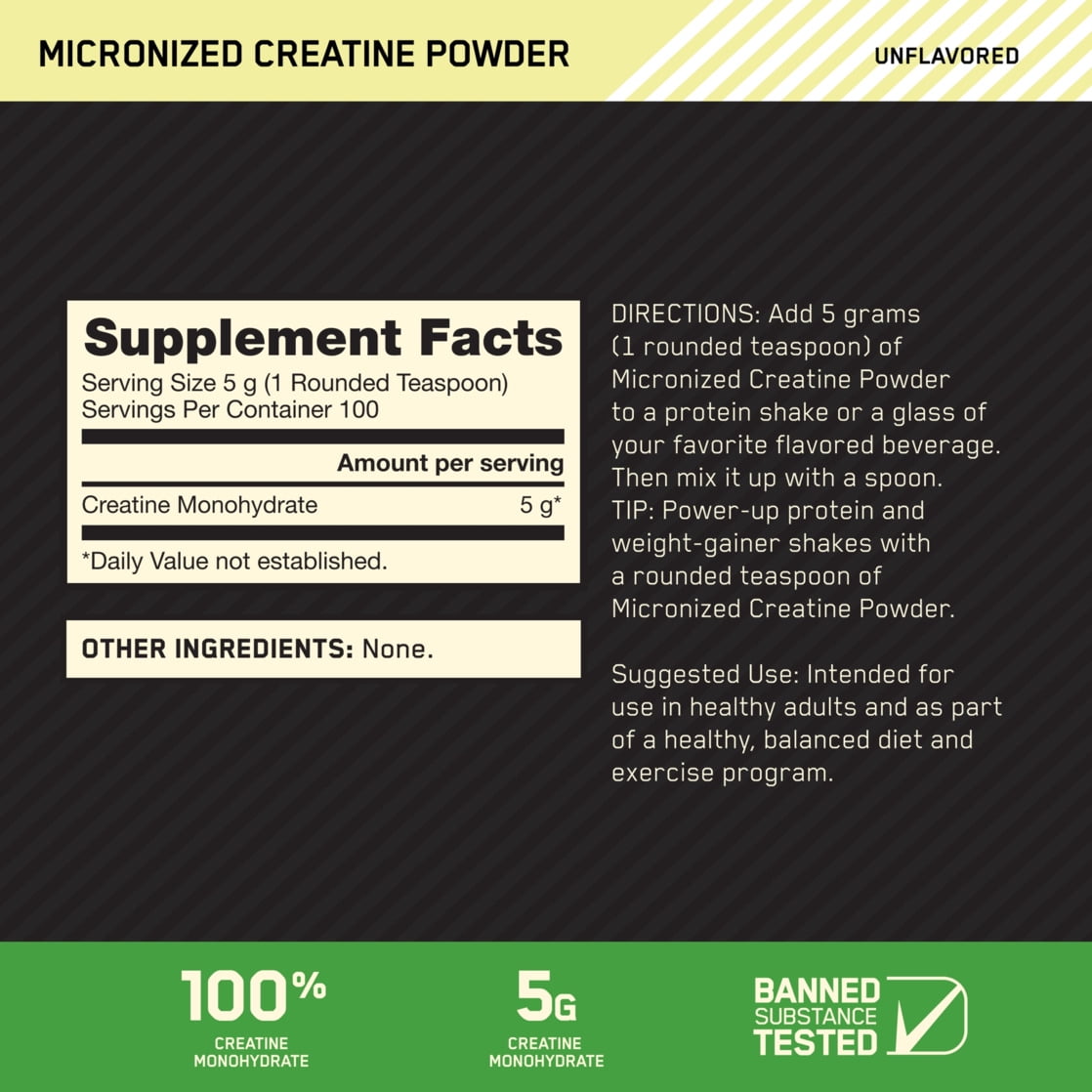 Optimum Nutrition Micronized Creatine Powder, Unflavored, 100 servings