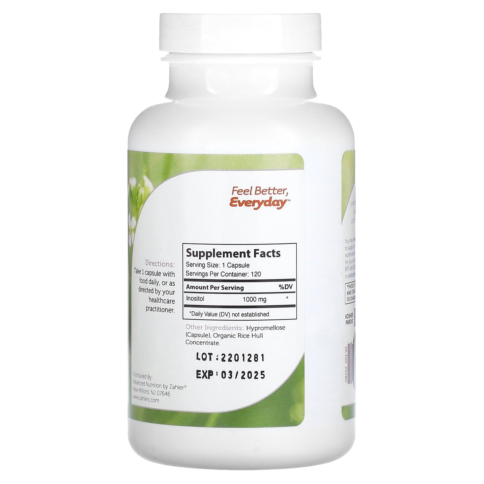 Zahler Inositol Supplement Capsules 1000mg - Mood &amp; Nervous System Support Supplements for Women - Hormone Balance &amp; Healthy Ovarian Function - Kosher, Gluten Free, Dairy Free - 120 Count