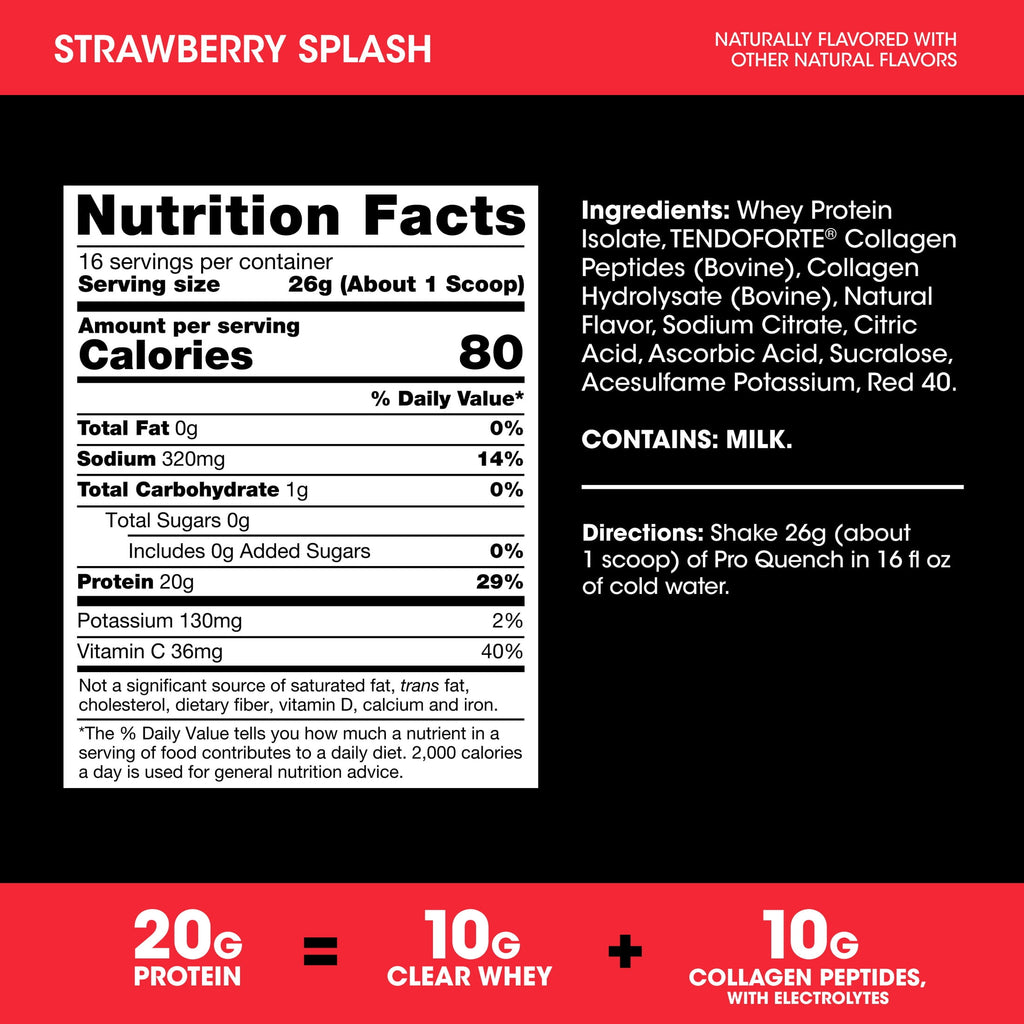Optimum Nutrition ProQuench Clear Protein Powder, Strawberry Splash, 16 Servings