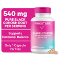 Pink Stork Black Cohosh Supplements for Women - Hormone Balance, Hot Flash &amp; Night Sweat Support - 30 Capsules